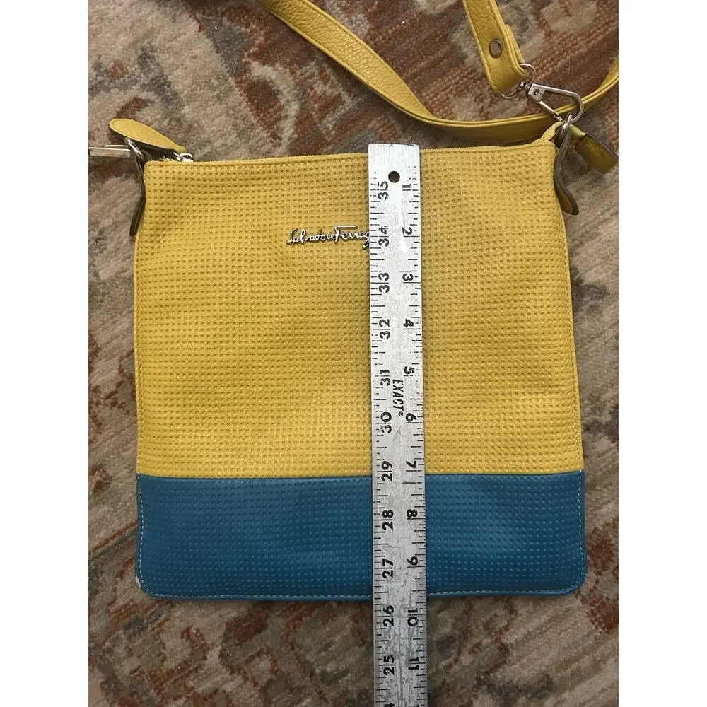Salvatore Ferragamo Yellow Blue Color block Leather Women's Crossbody